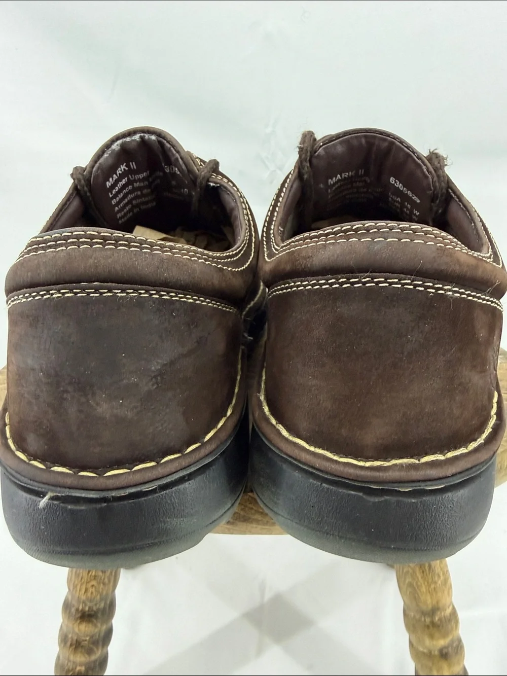 Earth Shoe Mark II Brown Suede w/ Cream Stitches Lace-up Boat Shoes, sz 10